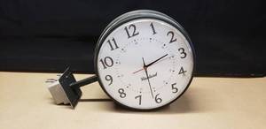 lot 67 image: Vintage Rauland Double Sided School Wall Clock