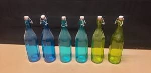 lot 101 image: Lot of 6 Glass Bottles Made In Italy