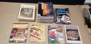 lot 215 image: Large Lot of Woodworking Magazines, Stacked by  Publisher, 80 Issues