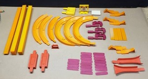 lot 155 image: Original FIRST YEAR Production Large Lot of 1960s Hot Wheels Track Pieces, 67 Pieces Total SEE DESCRIPTION FOR FULL LIST
