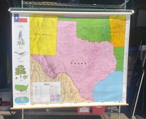 lot 128 image: Vintage Nystrom Pull Down Single Map, Texas, Excellent Condition
