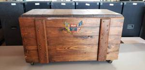 lot 276 image: Vintage 1970s Large Wooden Rolling Toy Box