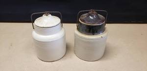 lot 327 image: Lot of 2 Very Early The Weir Stoneware Crocks, Dated 1891
