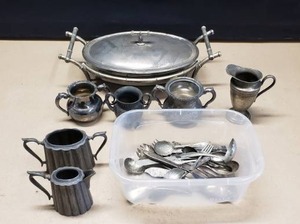 lot 365 image: Misc. Lot of Silverplate & Pewter Pieces