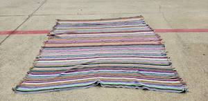 lot 384 image: Beautiful Vintage Handmade Double-Sided Geometric Crochet Afghan, Queen Sized, Measures Approx. 96 x 84