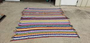 lot 385 image: Beautiful Vintage Handmade Double-Sided Geometric Crochet Afghan, Queen Sized, Measures Approx. 96 x 84