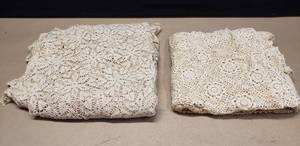 lot 396 image: Lot of 2 Large Hand Crochet Lace Table Covers