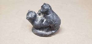 lot 401 image: Al Wolf Inuit Art, Hand Carved Soapstone Sculpture Bears Playing