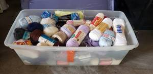 lot 406 image: MASSIVE Tub Full of New Rolls of Yarn, Approx 60 Rolls