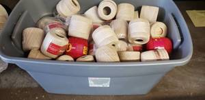 lot 410 image: MASSIVE Tub Full of New Rolls of Yarn, Approx 85 Rolls