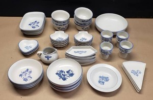 lot 422 image: Large Lot of Pfaltzgraff Yorktowne Pieces.  Ice Cream Cones (Qty 4), Slice Plates (Qty 4), Shell Bowls (Qty 8) & More
