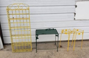 lot 426 image: Misc Metal Outdoor Metal Furniture & Plant Stands.  4 Pieces Total.