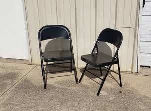 lot 453 image: Lot of 2 Black Cosco Folding Metal Chairs