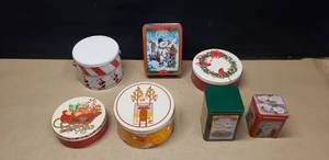 lot 463 image: Lot of Vintage Christmas Cookie Tins.  Oreo, Nestle & More