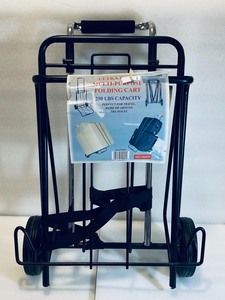 lot 37 image: New Staples Metal Luggage Cart, Black Style #1009- 250 lbs. Maximum Capacity