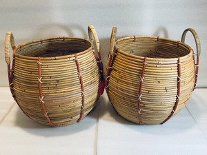 lot 42 image: Lot of 2 - New Opal House Designed with Jungalow Handcrafted Rattan Baskets, Natural - 14 X 14 DIA