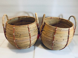 lot 43 image: Lot of 2 - New Opal House Designed with Jungalow Handcrafted Rattan Baskets, Natural - 14 X 14 DIA