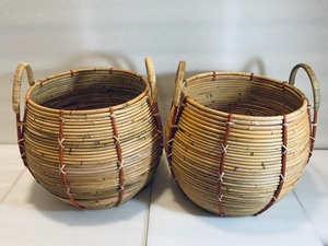 lot 44 image: Lot of 2 - New Opal House Designed with Jungalow Handcrafted Rattan Baskets, Natural - 14 X 14 DIA