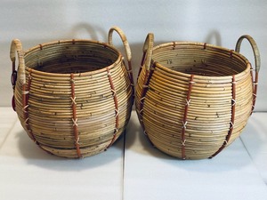 lot 45 image: Lot of 2 - New Opal House Designed with Jungalow Handcrafted Rattan Baskets, Natural - 14 X 14 DIA