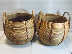 lot 46 image: Lot of 2 - New Opal House Designed with Jungalow Handcrafted Rattan Baskets, Natural - 14 X 14 DIA