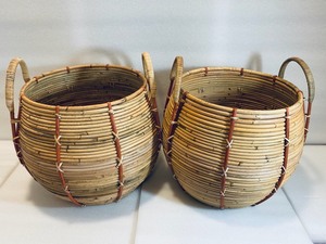 lot 47 image: Lot of 2 - New Opal House Designed with Jungalow Handcrafted Rattan Baskets, Natural - 14 X 14 DIA