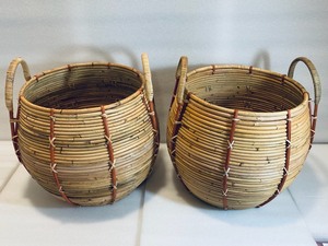 lot 48 image: Lot of 2 - New Opal House Designed with Jungalow Handcrafted Rattan Baskets, Natural - 14 X 14 DIA