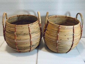 lot 49 image: Lot of 2 - New Opal House Designed with Jungalow Handcrafted Rattan Baskets, Natural - 14 X 14 DIA