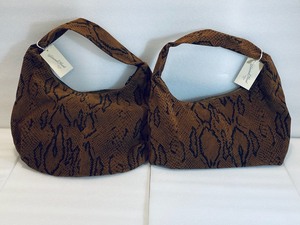 lot 55 image: Lot of 2 - New Universal Thread Goods Co. Hobo Purse - Cognac SnakeVT89788 Skin Brown & Black Approx. 19 x 16 12