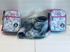 lot 74 image: Lot of 3 - (2) New Fulton Bag Co. Insulated Lunch Bags 10.5 x 7.75 x 3.5 & (1) 20 Piece Plastic Dinnerware Set, Black by Room Essentials