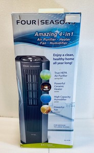 lot 92 image: Four Seasons Amazing 4-In-1 Air Purifier, Heater, Fan & Humidifier 25.6 H 10.2 W x 9 D Model #085-19-0113, Black
