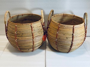 lot 4 image: Lot of 2 - New Opal House Designed with Jungalow Handcrafted Rattan Baskets, Natural - 14 X 14 DIA