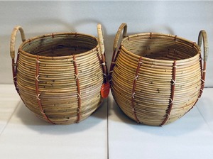 lot 9 image: Lot of 2 - New Opal House Designed with Jungalow Handcrafted Rattan Baskets, Natural - 14 X 14 DIA