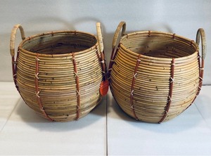 lot 13 image: Lot of 2 - New Opal House Designed with Jungalow Handcrafted Rattan Baskets, Natural - 14 X 14 DIA