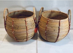lot 29 image: Lot of 2 - New Opal House Designed with Jungalow Handcrafted Rattan Baskets, Natural - 14 X 14 DIA