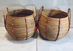 lot 41 image: Lot of 2 - New Opal House Designed with Jungalow Handcrafted Rattan Baskets, Natural - 14 X 14 DIA