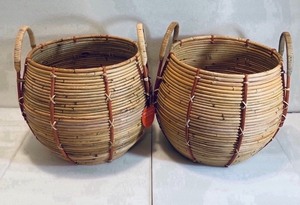 lot 49 image: Lot of 2 - New Opal House Designed with Jungalow Handcrafted Rattan Baskets, Natural - 14 X 14 DIA