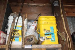 lot 87 image: Misc. Copper Tubing, Shovel and Pickaxe