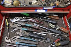 lot 22 image: Contents of drawer many wrenches and more