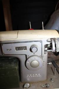 lot 152 image: Vintage Sears Kenmore Sewing Machine Model 158.343 with Cover and Accessories