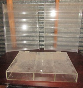 lot 18 image: Nail polish wall hangers for salon use used, 3 slot display case clear plastic