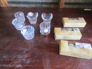 lot 24 image: 6 lead crystal votive candle holders - Votive  candles qty 3 - 4 per box