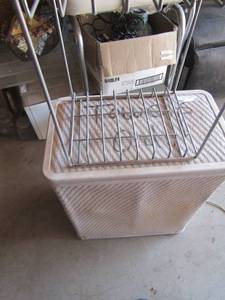 lot 26 image: white wicker laundry basket used but still has life