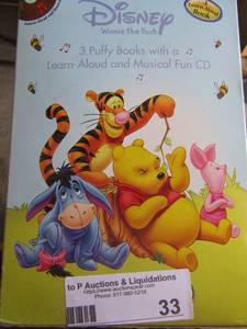 lot 33 image: Disney Winnie the pooh, 3 puffy books with a learn-Aloud and musical fun CD, bran new in case ghreat condition