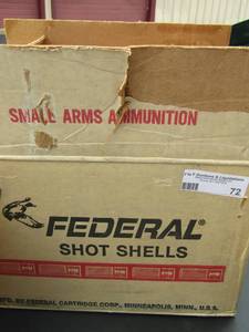 lot 72 image: Box of empty federal shot shells,  30 pack per box, 9 shot 12 gauge 2 34 by winchester