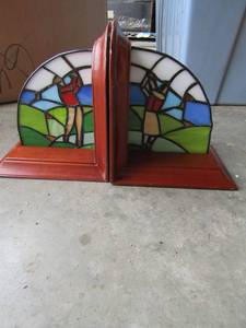 lot 87 image: stain glass book ends qty 2 very nice condition
