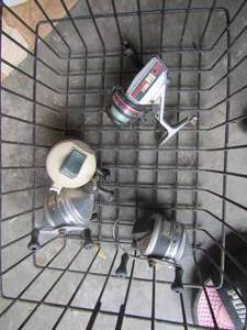 lot 88 image: 4 Zebco fishing reels, 1 open face and 3 closed face, need a little tlc