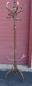 lot 151 image: 2 tier brown coat rack hat rack