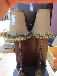 lot 156 image: 28 bronze lamps with shades, very good condition