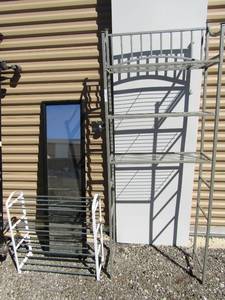 lot 202 image: 65 metal over the commode bathroom shelf, 4 ft door mirror, 3 tier shoe rack
