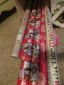 lot 92 image: Lot of used Christmas wrapping paper, Decorative Angel mantel dcor